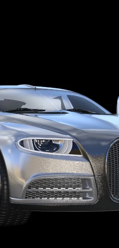 Sleek silver sports car with luxury design for a modern mobile wallpaper.