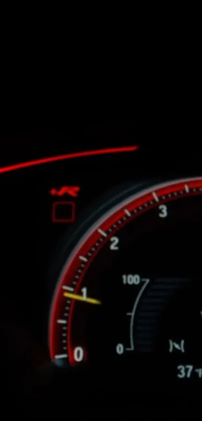 Stylish speedometer dashboard wallpaper with red accents.