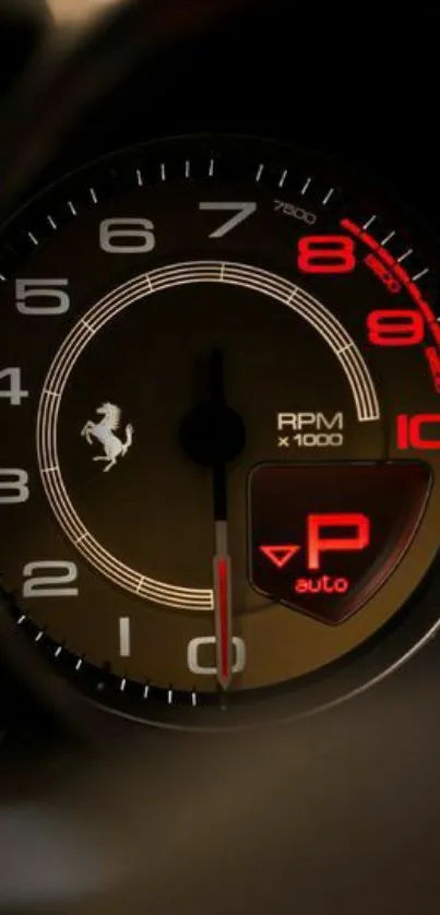 Sleek mobile wallpaper featuring a colorful RPM speedometer.