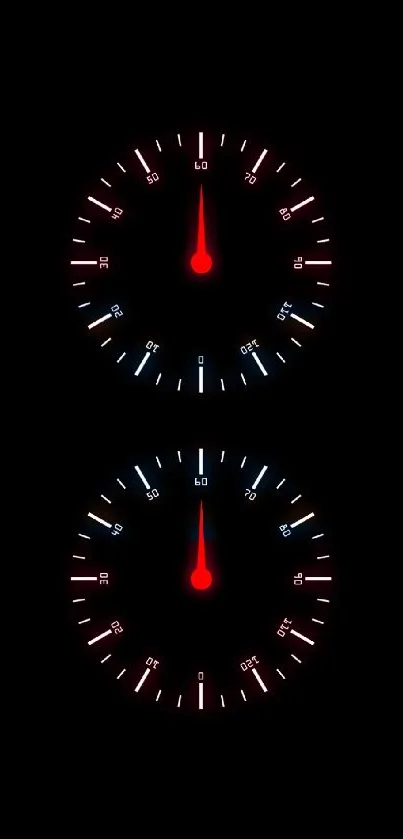 Red and black analog speedometer wallpaper design for mobile phones.