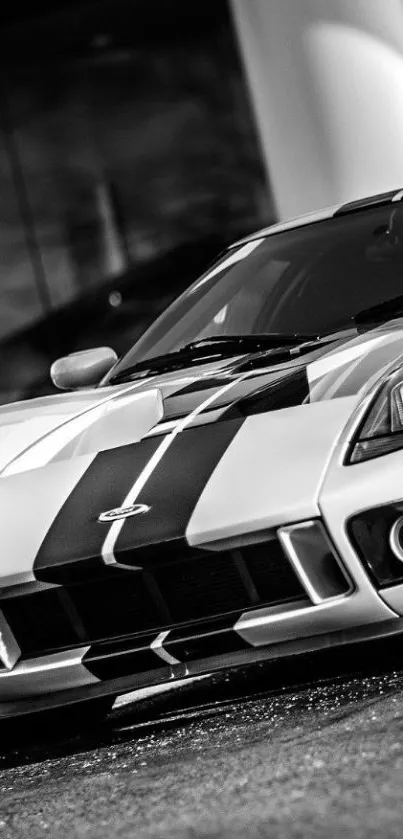 Black and white sleek sport car in a high-resolution wallpaper.