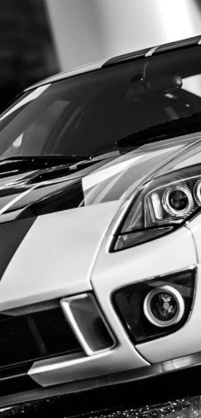 Black and white sports car wallpaper for mobile.