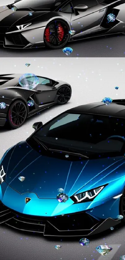 Black and blue sports car mobile wallpaper.