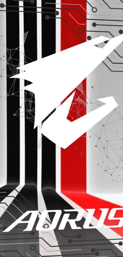 Futuristic black and red tech wallpaper with geometric patterns.