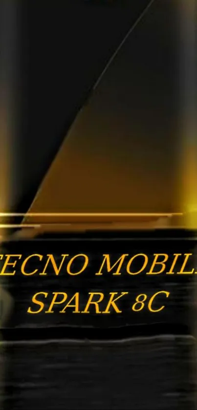 Tecno Spark 8C wallpaper with a black and gold sleek design.