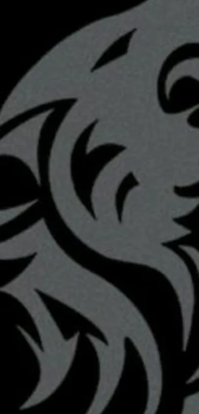 Sleek black tribal lion design wallpaper.