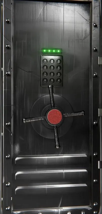 Mobile wallpaper showing a sleek vault door design.