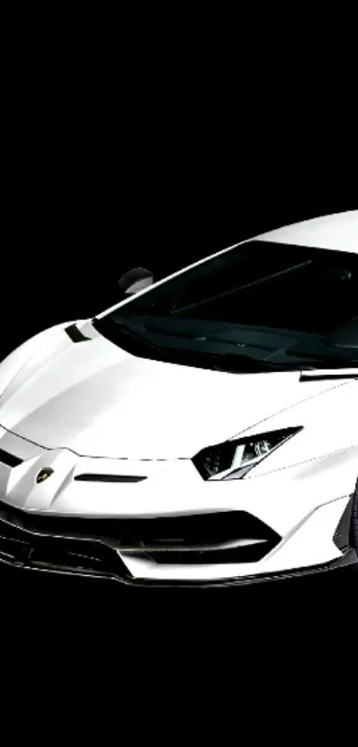 White sports car on a black background.