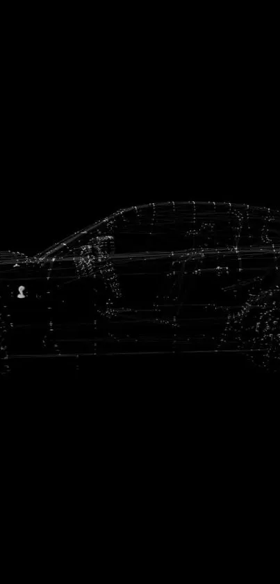 Wireframe car on black background wallpaper.