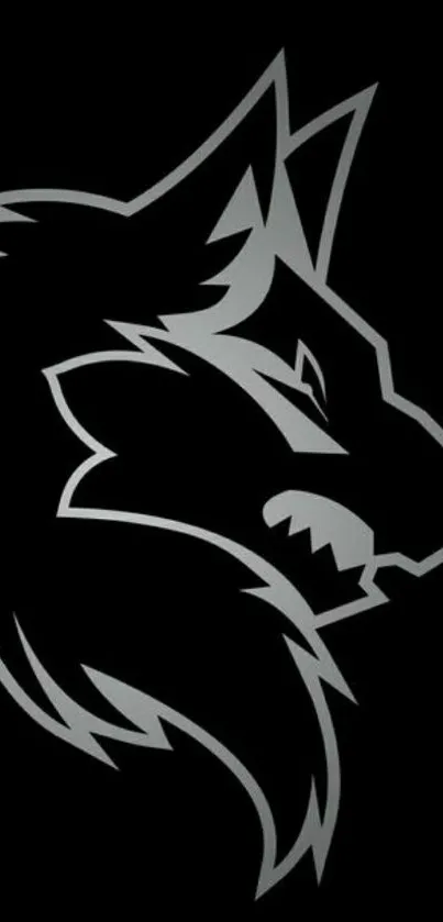 Sleek wolf silhouette on a dark background for mobile wallpaper.