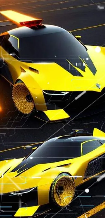 Futuristic sleek yellow sports car wallpaper.