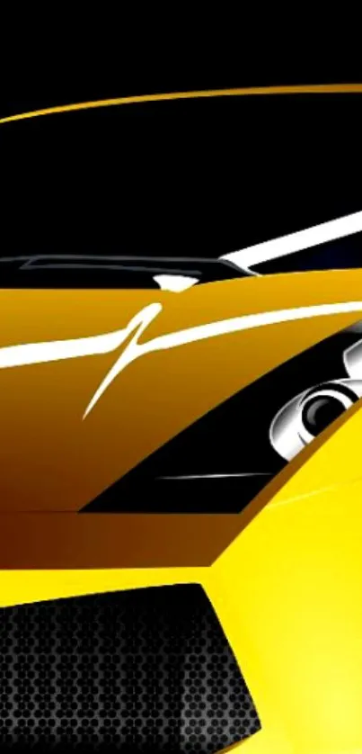 Sleek yellow sports car design on black background.