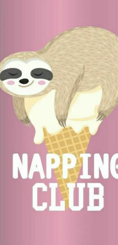 Cute sloth sleeping on an ice cream cone.