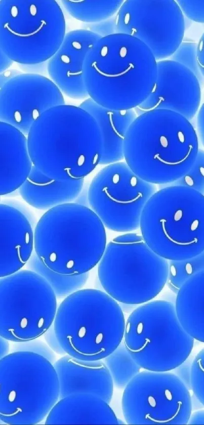 Bright blue smiley bubbles on glowing background.