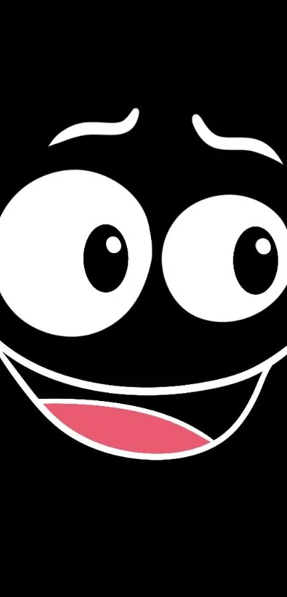 Smiley cartoon face on a black background wallpaper.