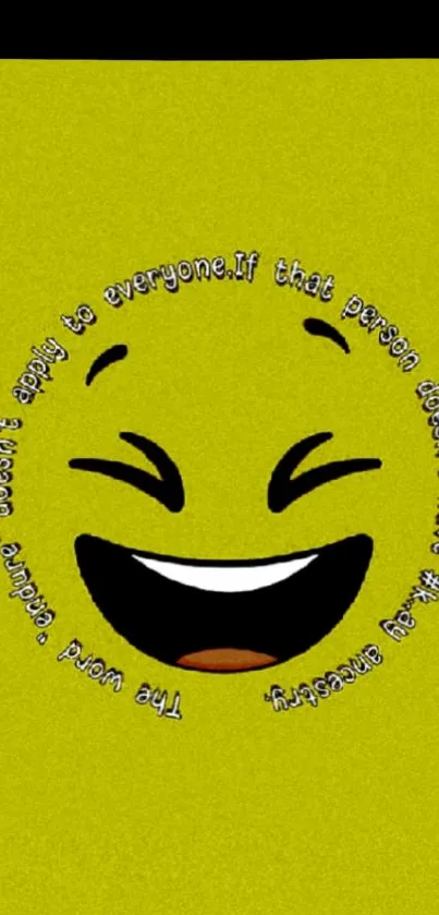 Smiling emoticon on bright yellow background, conveying happiness.