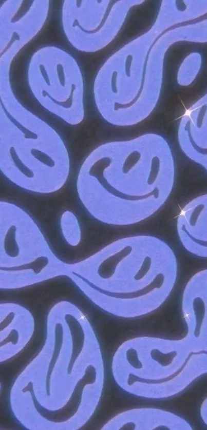 Purple smiley faces abstract wallpaper design for mobile.