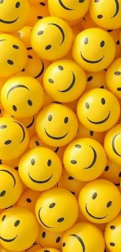 A collection of yellow smiley faces on a mobile wallpaper.