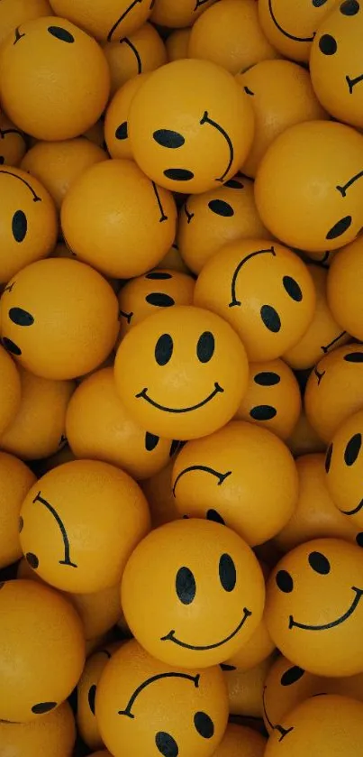 Smiley faces on a yellow background.