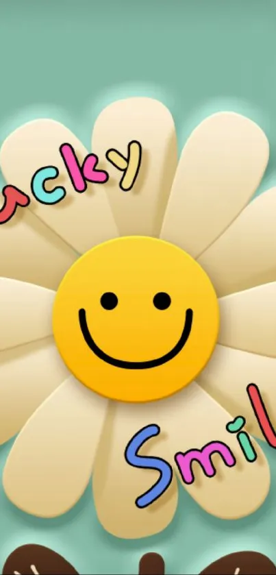 Cheerful smiley flower with colorful petals.