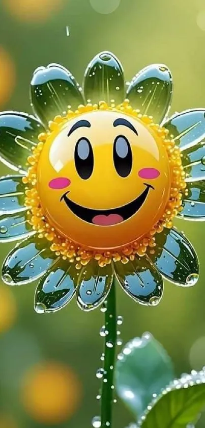A vibrant smiley flower design on a phone wallpaper, radiating joy and positivity.