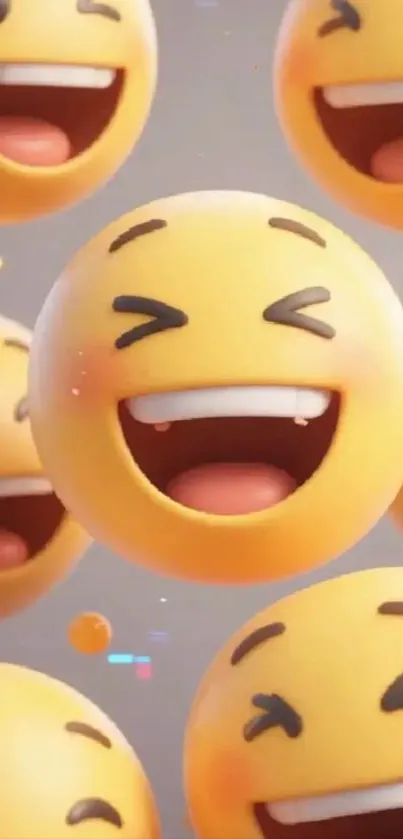 Vibrant 3D smiling emoji wallpaper for mobile.
