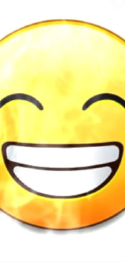 Smiling yellow emoji on white background.