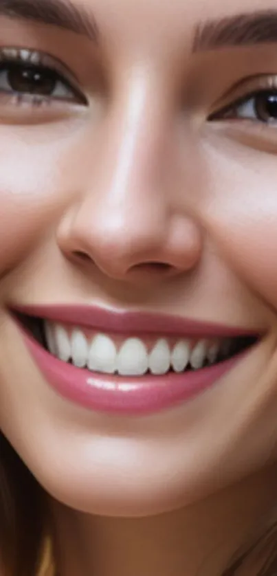 Smiling person's close-up face mobile wallpaper.