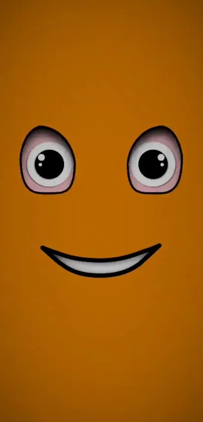 Orange wallpaper with a cute, smiling face design.