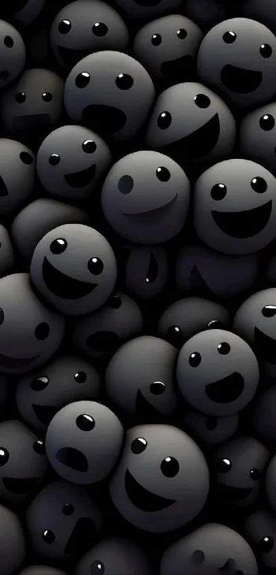 Cascading smiling faces on dark wallpaper