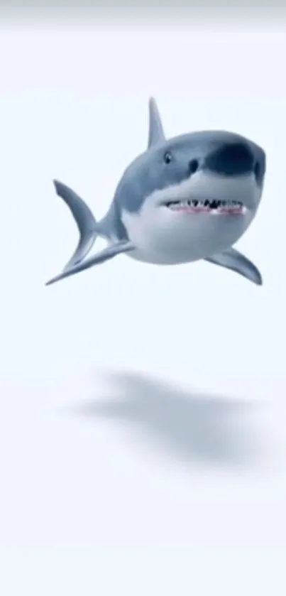 Smiling shark on a mobile wallpaper background.