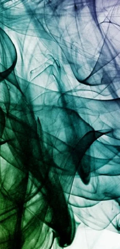 Abstract green and blue smoke art wallpaper for mobile.