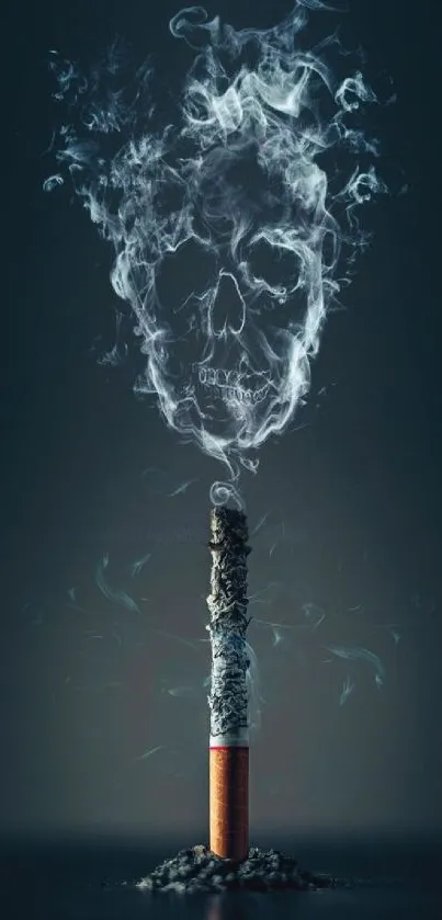 Cigarette smoke forming a skull on dark background wallpaper.