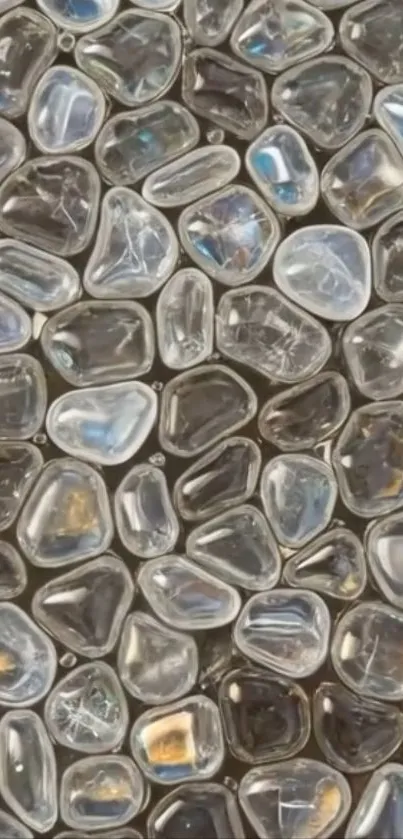 Smooth pebbles forming a natural stone mosaic for mobile wallpaper.