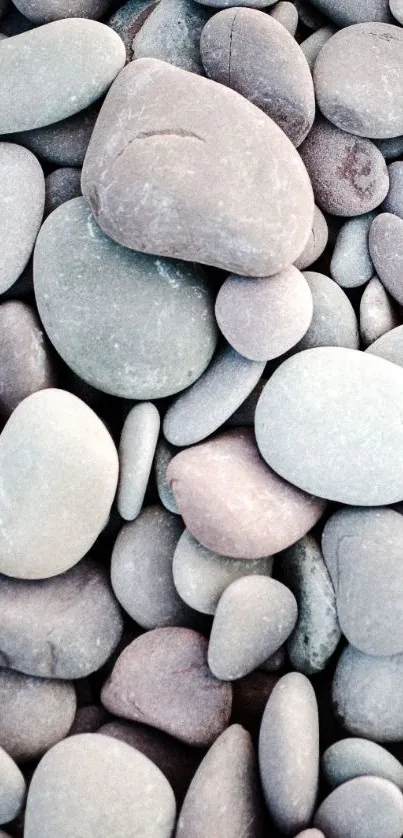 Smooth stones forming a calming mobile wallpaper in neutral shades.