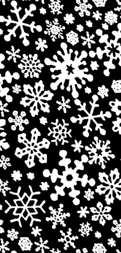 Black and white snowflake pattern wallpaper.