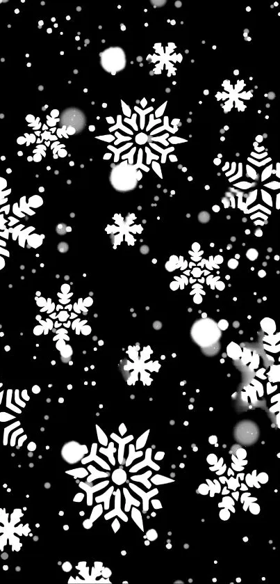 Black and white snowflake pattern wallpaper.