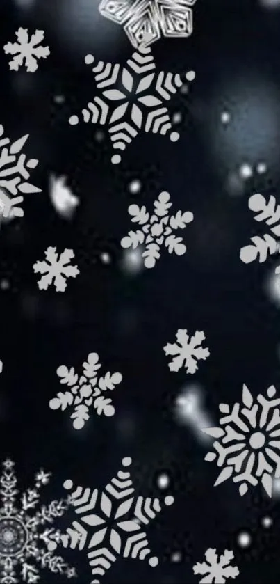 Intricate snowflake patterns on a dark background creating a winter theme.