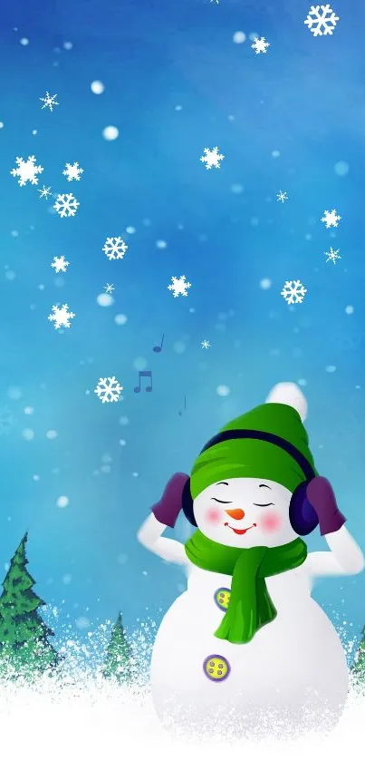 Snowman Sky Cartoon Live Wallpaper