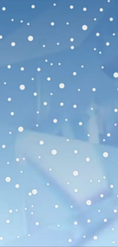 Snowy blue phone wallpaper with falling snowflakes.