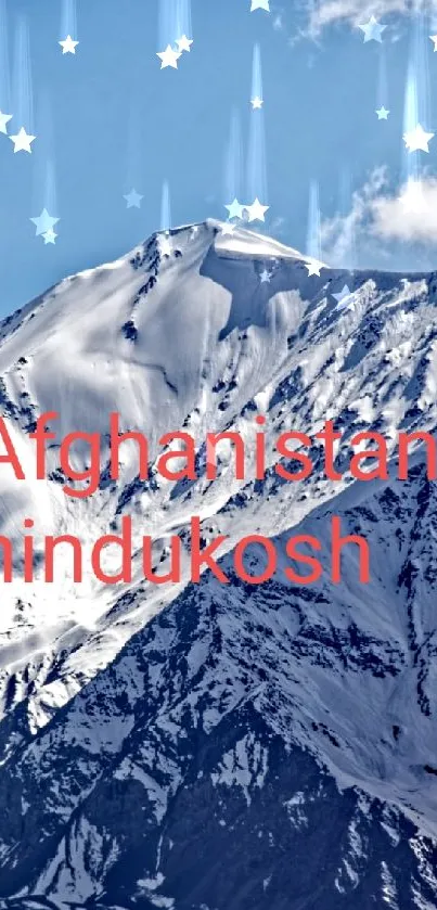 Hindu Kush mountains with snow under a clear blue sky.