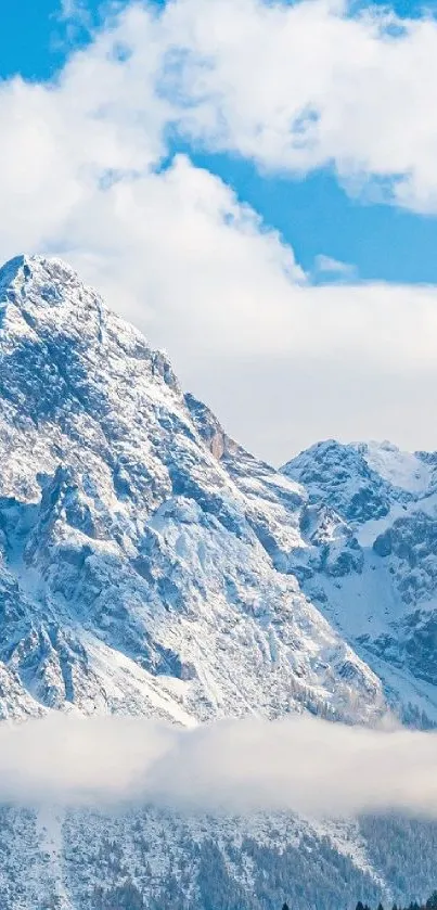 Stunning snowy mountains under clear blue sky, perfect smartphone wallpaper.