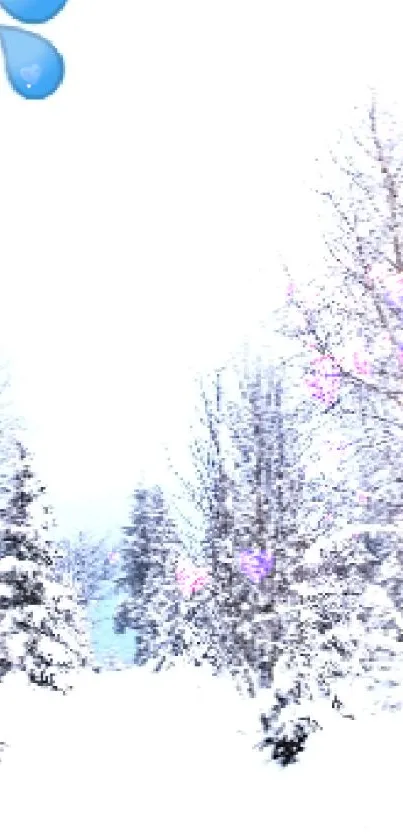 Snowy forest with evergreen trees and clear sky.