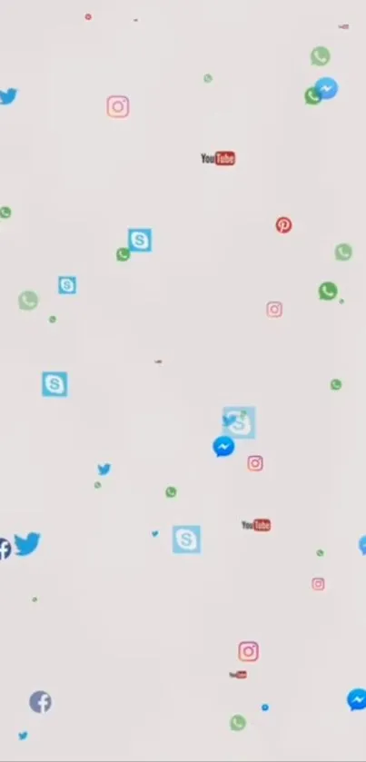 Mobile wallpaper with scattered social media icons.