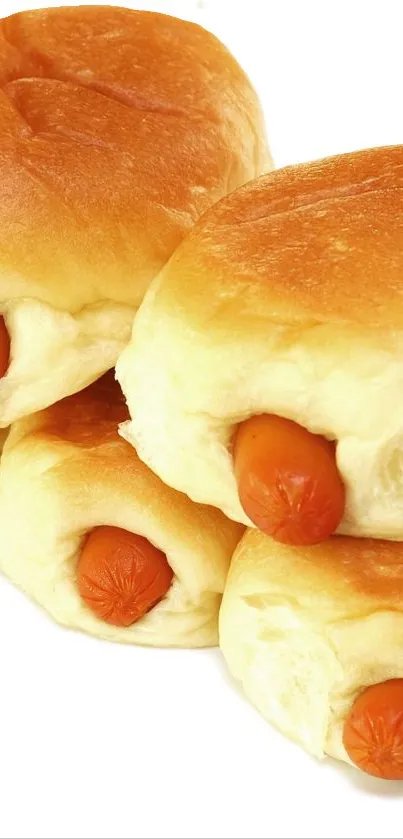 Soft hot dog buns stacked, showcasing fluffiness.