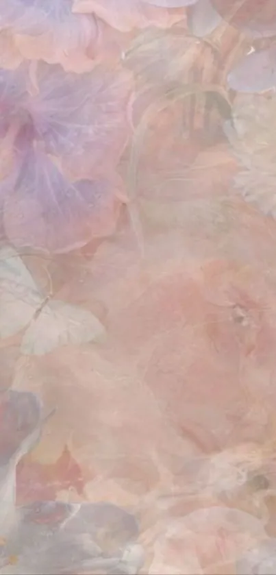 A soft floral wallpaper with pastel flowers.