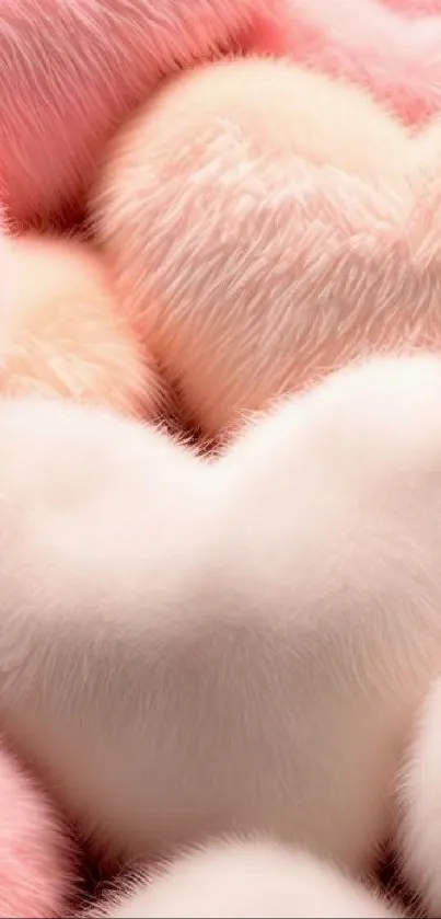 Fluffy pink hearts create a soft, cozy wallpaper for phones.