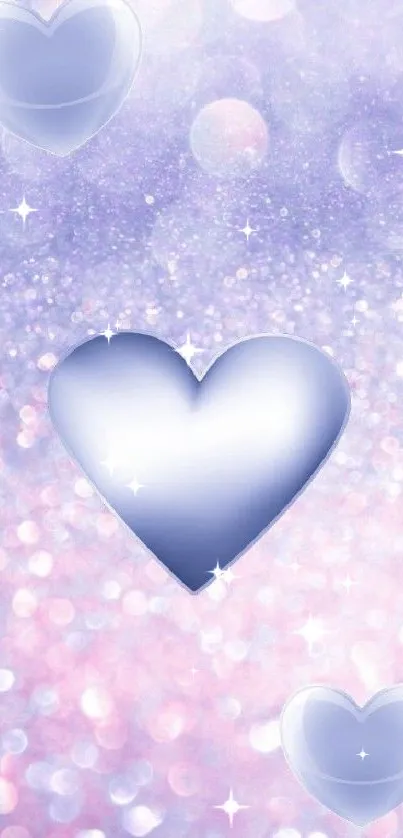 Soft bokeh wallpaper with pastel hearts.