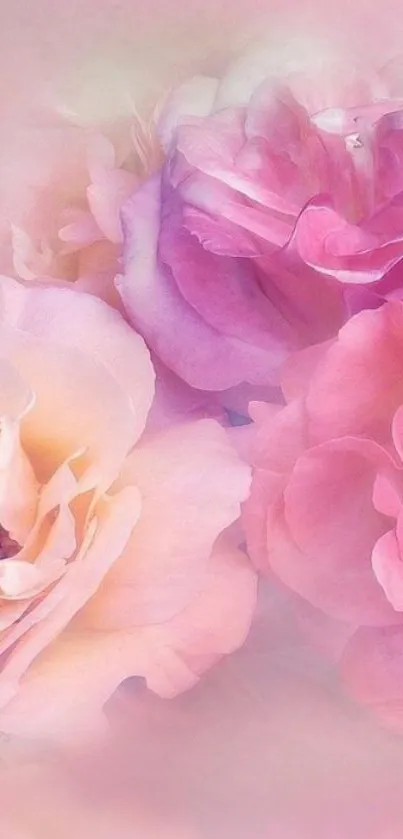 Soft pastel roses in elegant bloom, perfect for mobile wallpaper.