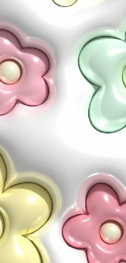 Pastel embossed floral mobile wallpaper with soothing colors.